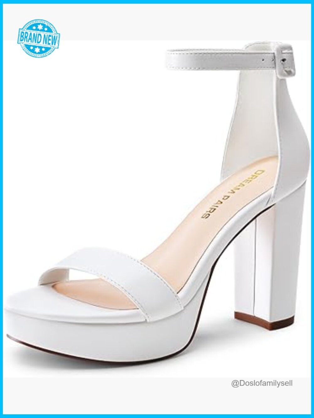 Platform Chunky Heeled Sandals Ankle Strap Block Heels Dress Shoes for Wedding